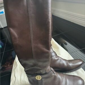 Tory Burch Chocolate Leather Moto Boots